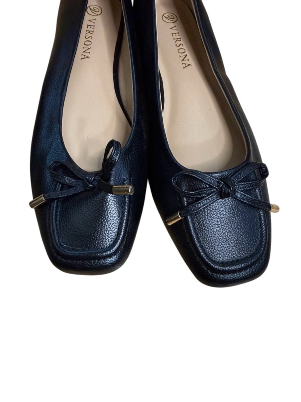 Women's Black Faux Leather Bow Accent Ballet Flats Size 7.5 - Picture 8 of 12